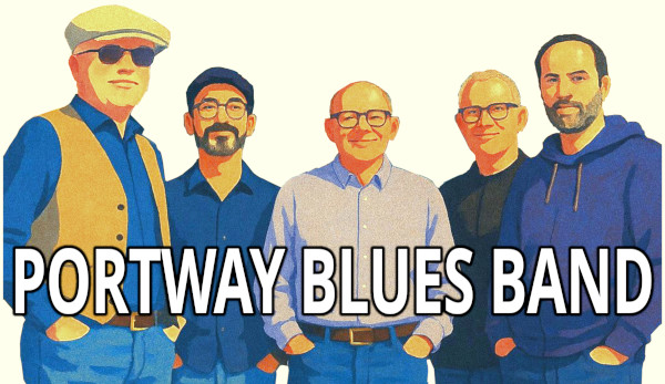 Portway Blues Band are Mark on vocals and harmonica, Andy on guitar and vocals, Tim on guitar, Paul on drums and Pete on bass and vocals